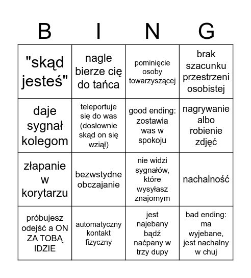 bingo spotkania mężczyzny w klubie Bingo Card