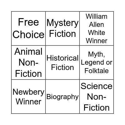 Super Reader Bingo Card