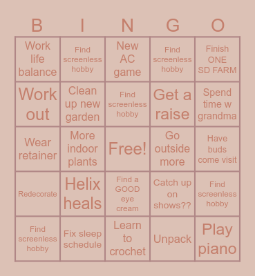 Izzy Bingo Card