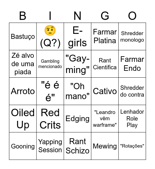 K1 Bingo Card