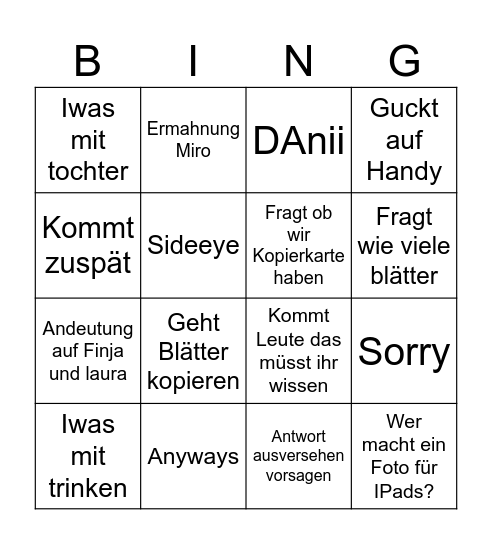 Birgit Bingo Card