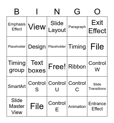 PowerPoint Bingo Card