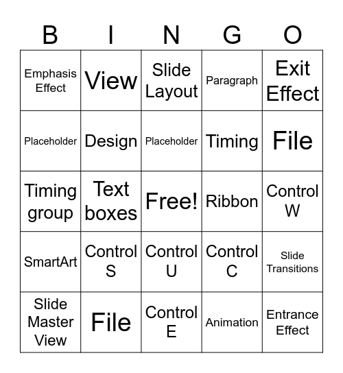 PowerPoint Bingo Card