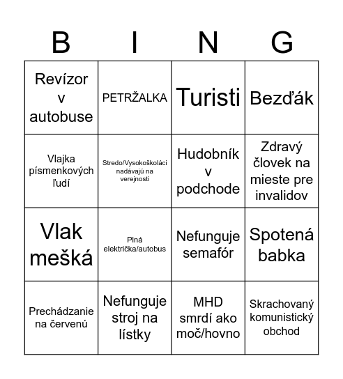 Bratislava Bingo Card