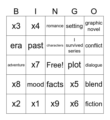 Historical Fiction BINGO Card