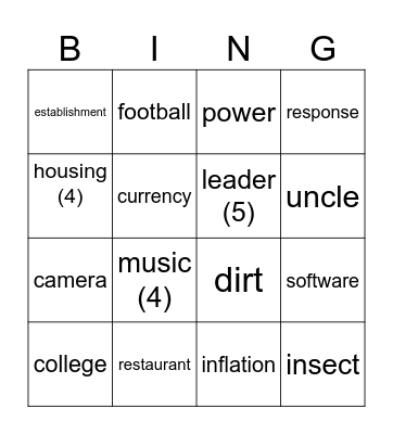 Untitled Bingo Card