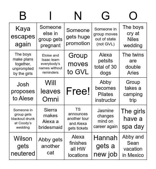 The Group in 2024 Bingo Card