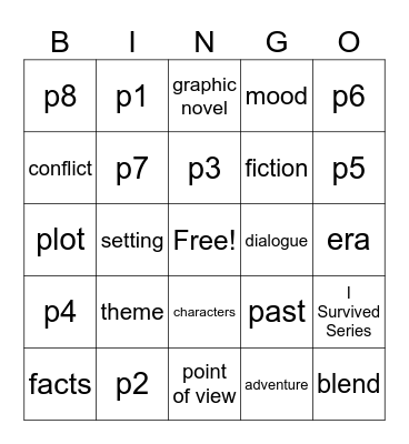 Historical Fiction BINGO Card