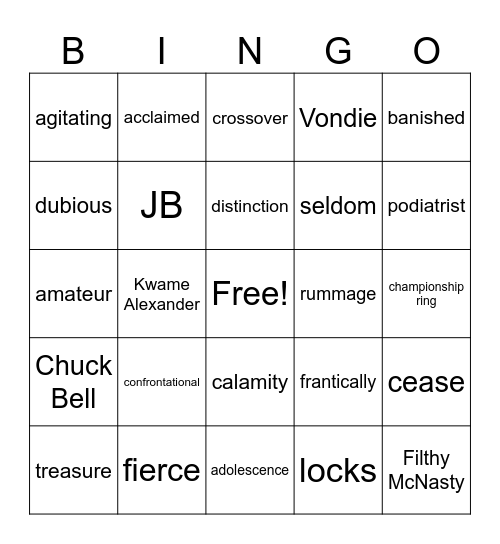 The Crossover Bingo Card