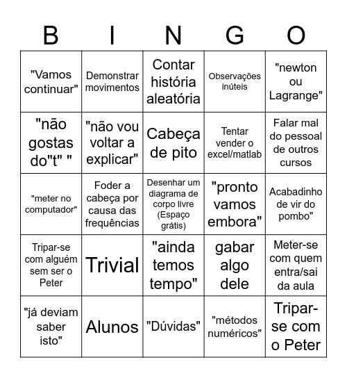 Morais bingo Card