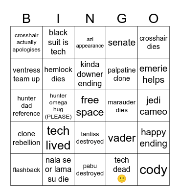 bad batch season 3 Bingo Card