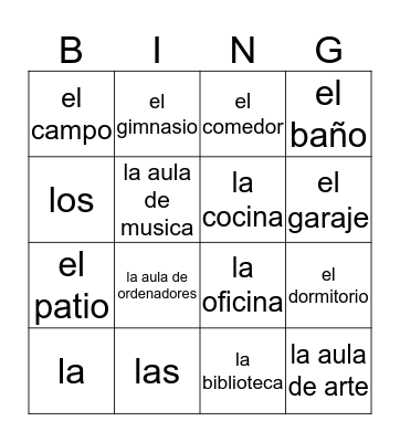 Escuela y Casa Bingo Card
