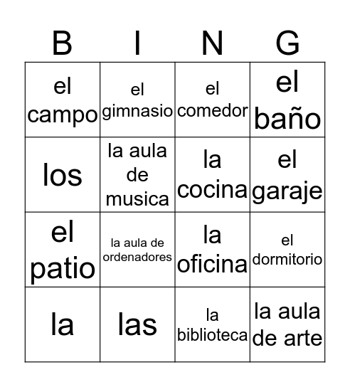 Escuela y Casa Bingo Card