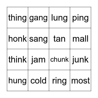 Fundations Glued Sounds Bingo Card