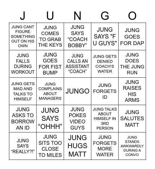 JUNGO Bingo Card