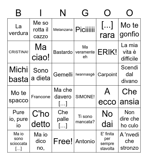 Martina Bingo Card