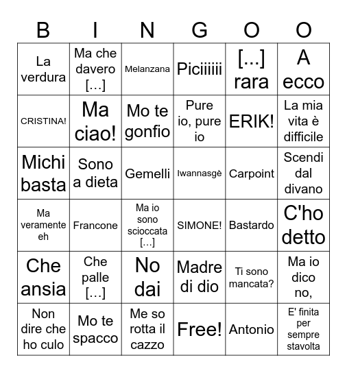 Martina Bingo Card