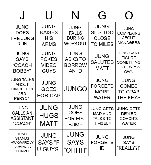 JUNGO Bingo Card