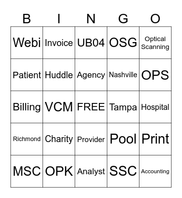 Mail Team Bingo Card