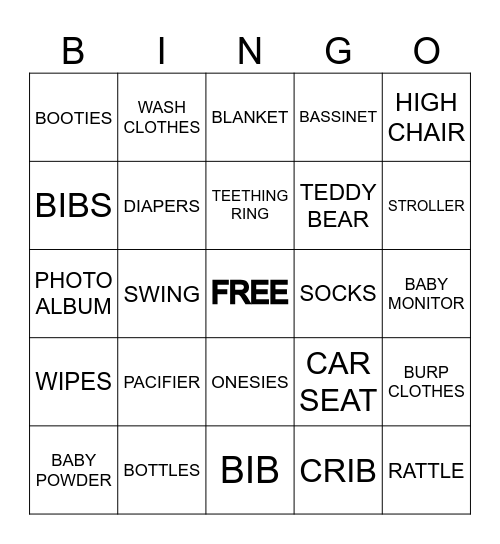 BABY BINGO Card