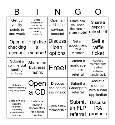 Relationship Selling BINGO Card