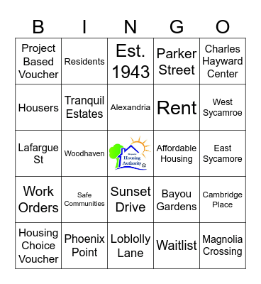 AHA Bingo Card
