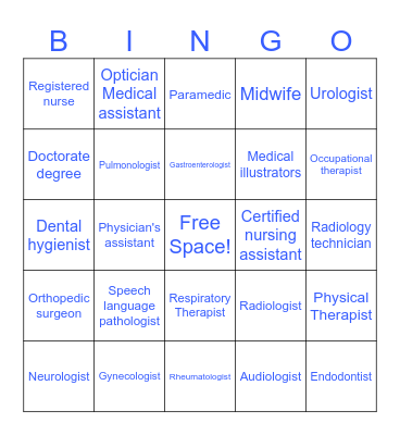 Medical Game Bingo Card