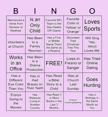 Human Bingo Card