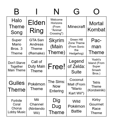 SINGO! Video Game Edition Bingo Card