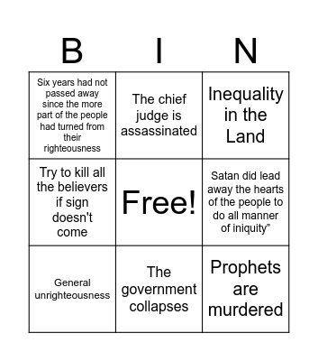 Bad Times Bingo Card