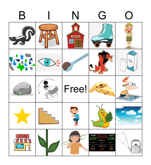 SK/ST Auditory Discrimination Bingo Card