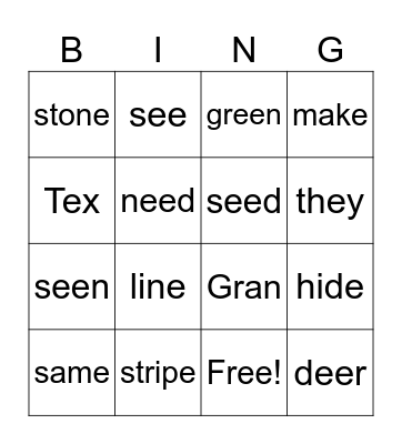 Spelling words February 27th test Bingo Card