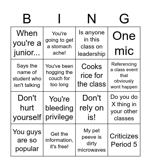 Mr Kaku Bingo Card