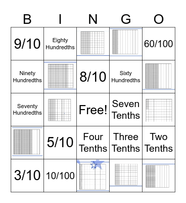 Decimal Fractions Bingo Card