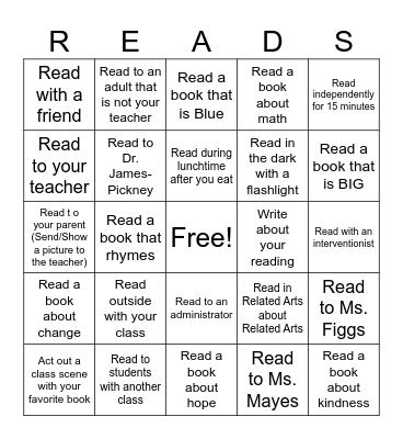 Read Across America Week Bingo Card