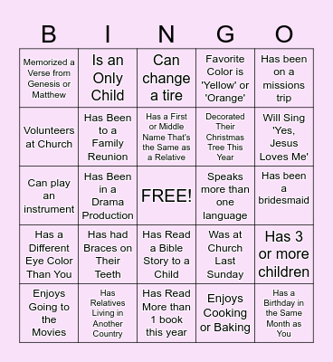 Human Bingo Card