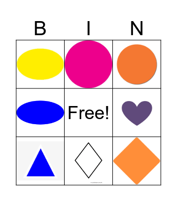 Shapes and Colors 3x3 Bingo Card