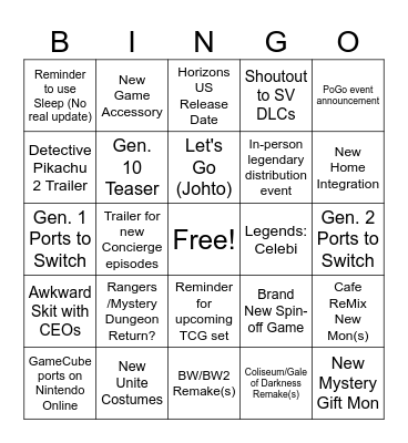 Pokemon Presents: Pokemon Day 2024 Bingo Card