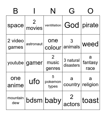 LIFE Bingo Card