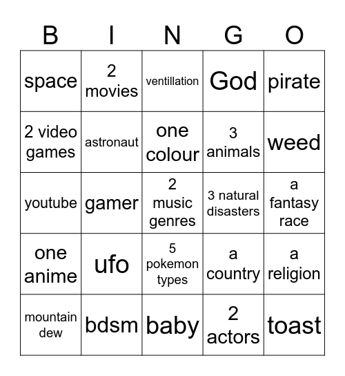 LIFE Bingo Card