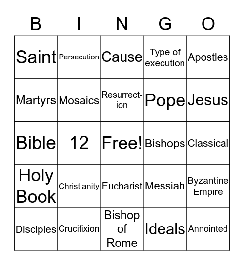 Roman Empire, Chapters 13 and 14 Bingo Card