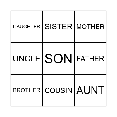 Family Bingo Card