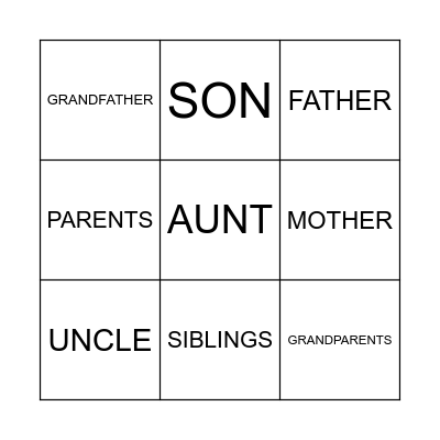 Family Bingo Card