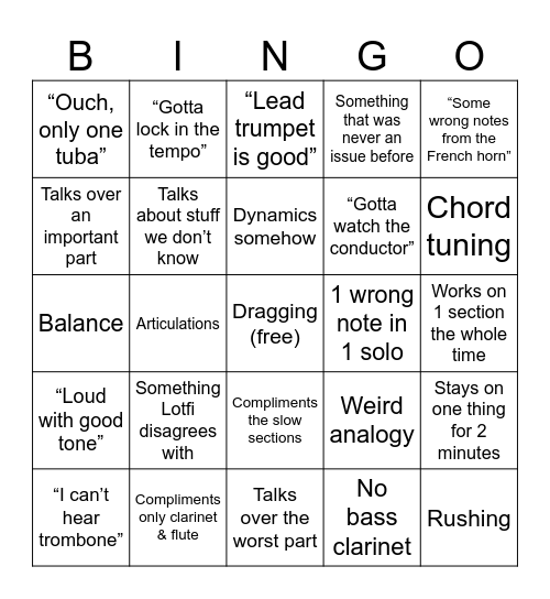 Judge Comments Bingo Card