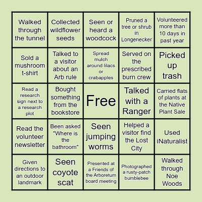 Volunteer Bingo    Find someone who has: Bingo Card