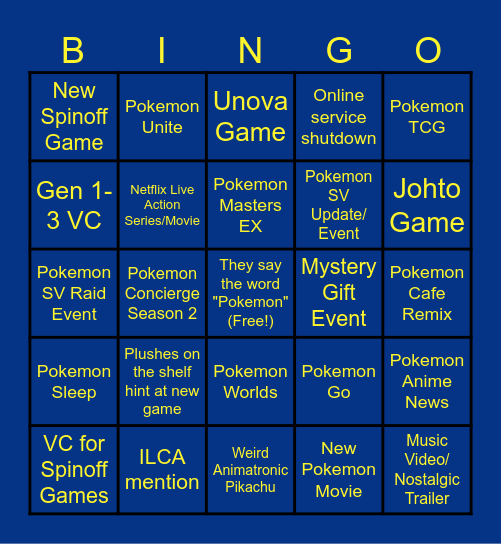 Pokemon Day 2024 Predictions Bingo Card