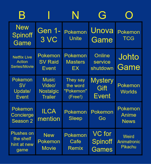 Pokemon Day 2024 Predictions Bingo Card