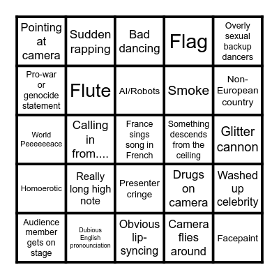 EUROVISION BINGO Card