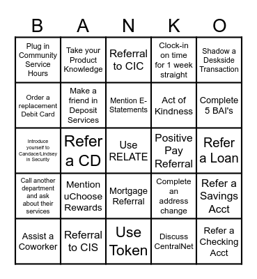 Central Bank & Trust Bingo Card