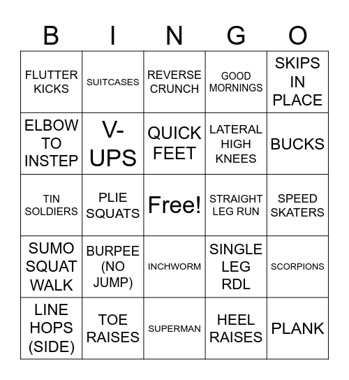 FITNESS BINGO Card